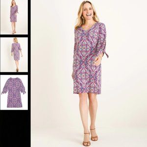 Chico's Printed Tie-Sleeve Dress- XL